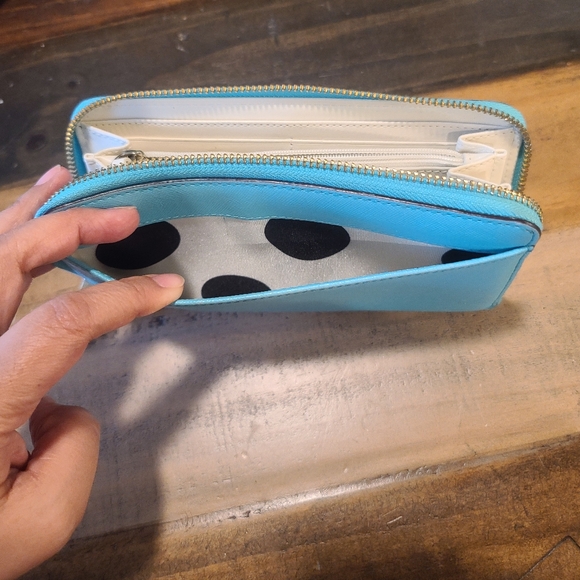 Kate Spade New York Wallet Large Teal Multi Compartment Leather Wallet - Picture 8 of 12